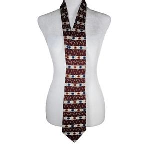 Vintage‎ GUESS Men's Tie 100% Silk Red Orange Blue Floral Abstract